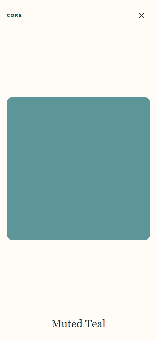 Full-screen color swatch view on mobile
